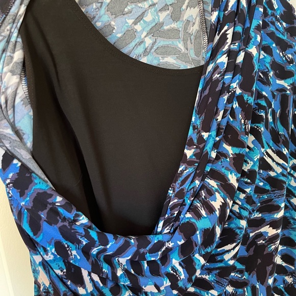 Blue and black 2-in-1 leopard print blouse - Picture 2 of 4